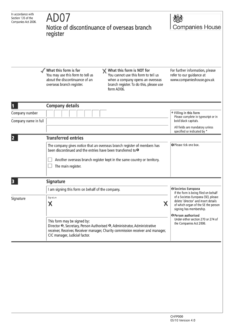 AD07 Notice of discontinuance of overseas branch register Section 135 preview