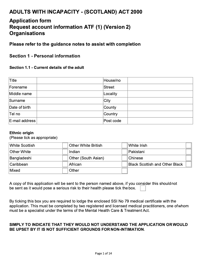 ATF1 ORG Request Account Information ATF 1 Version 2 Organisations preview