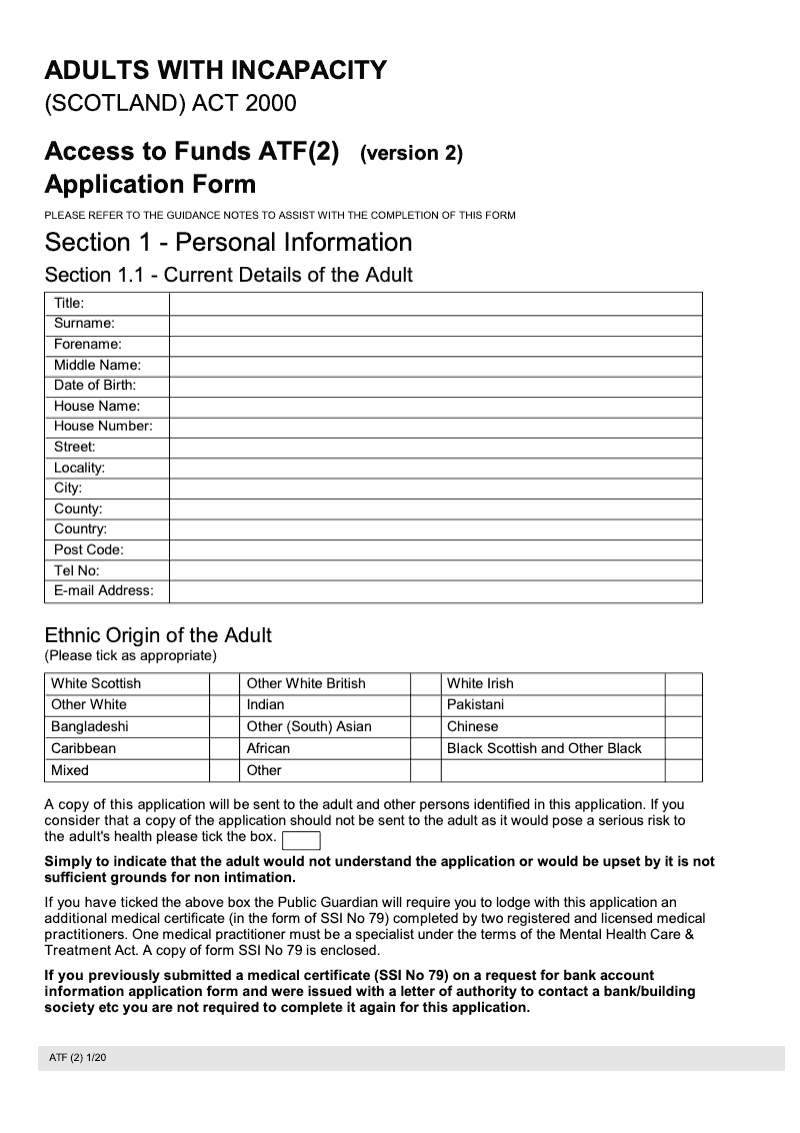 ATF2 Access to Funds ATF 2 Application Form preview