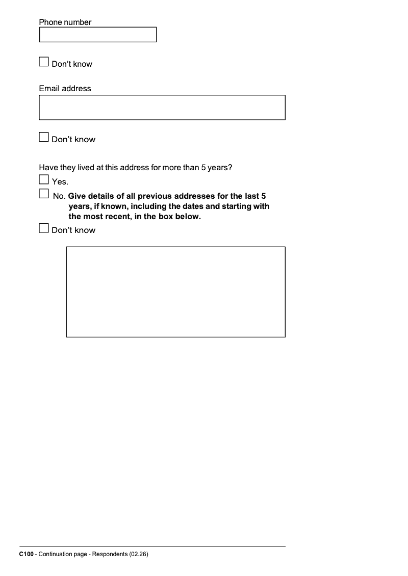 Preview thumbnail for C100 Continuation Page