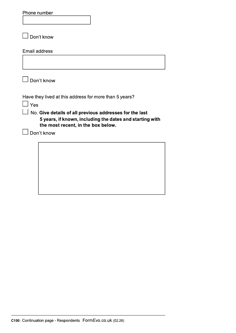 Preview thumbnail for C100 Continuation Page