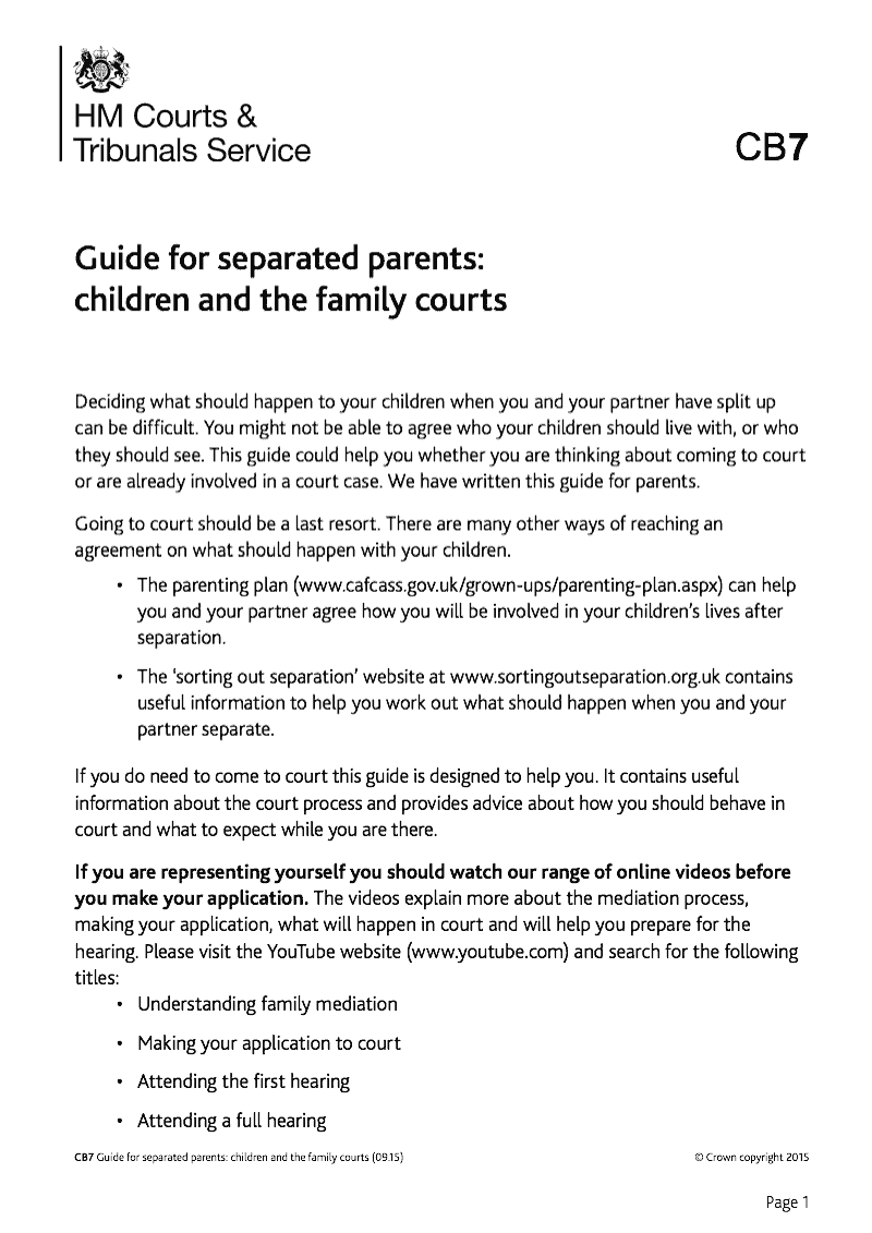 CB7 Guidance for separated parents Children and the family courts preview