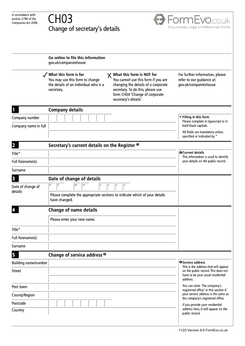 CH03 Change of secretary's details (Section 276 and 279D) preview