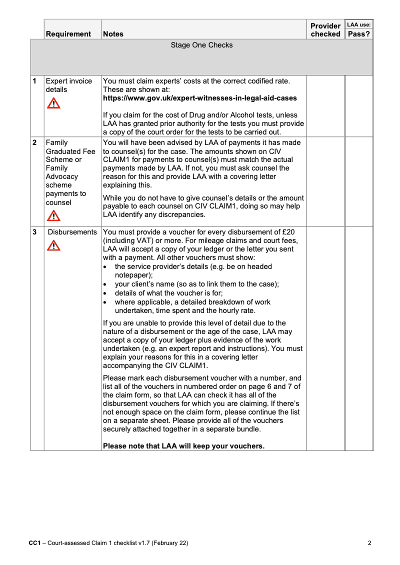 Preview thumbnail for CIV CLAIM1 CC1 Checklist