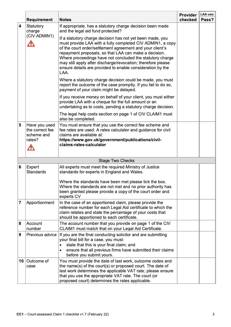 Preview thumbnail for CIV CLAIM1 CC1 Checklist