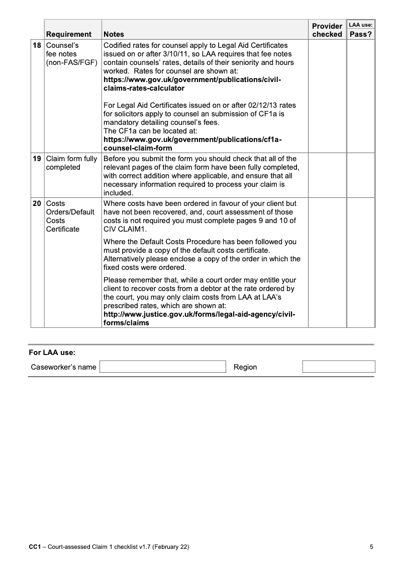 Preview thumbnail for CIV CLAIM1 CC1 Checklist