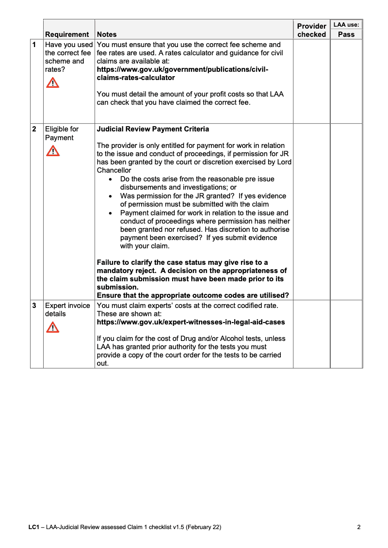 Preview thumbnail for CIV CLAIM1 LC1 Checklist