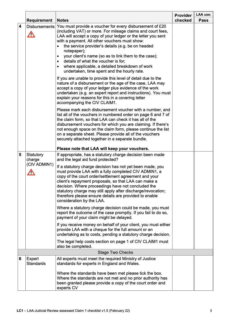 Preview thumbnail for CIV CLAIM1 LC1 Checklist