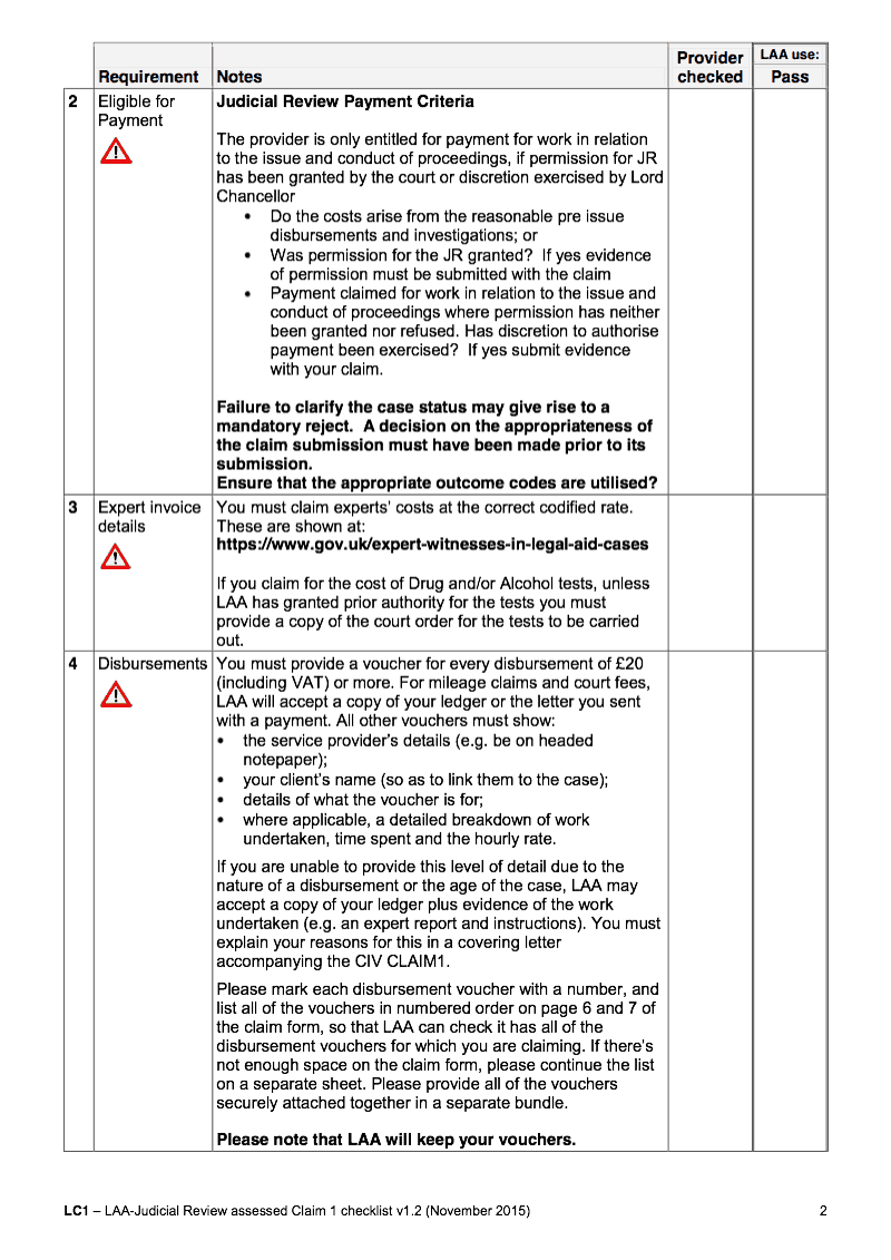 Preview thumbnail for CIV CLAIM1 LC1(JR) Checklist