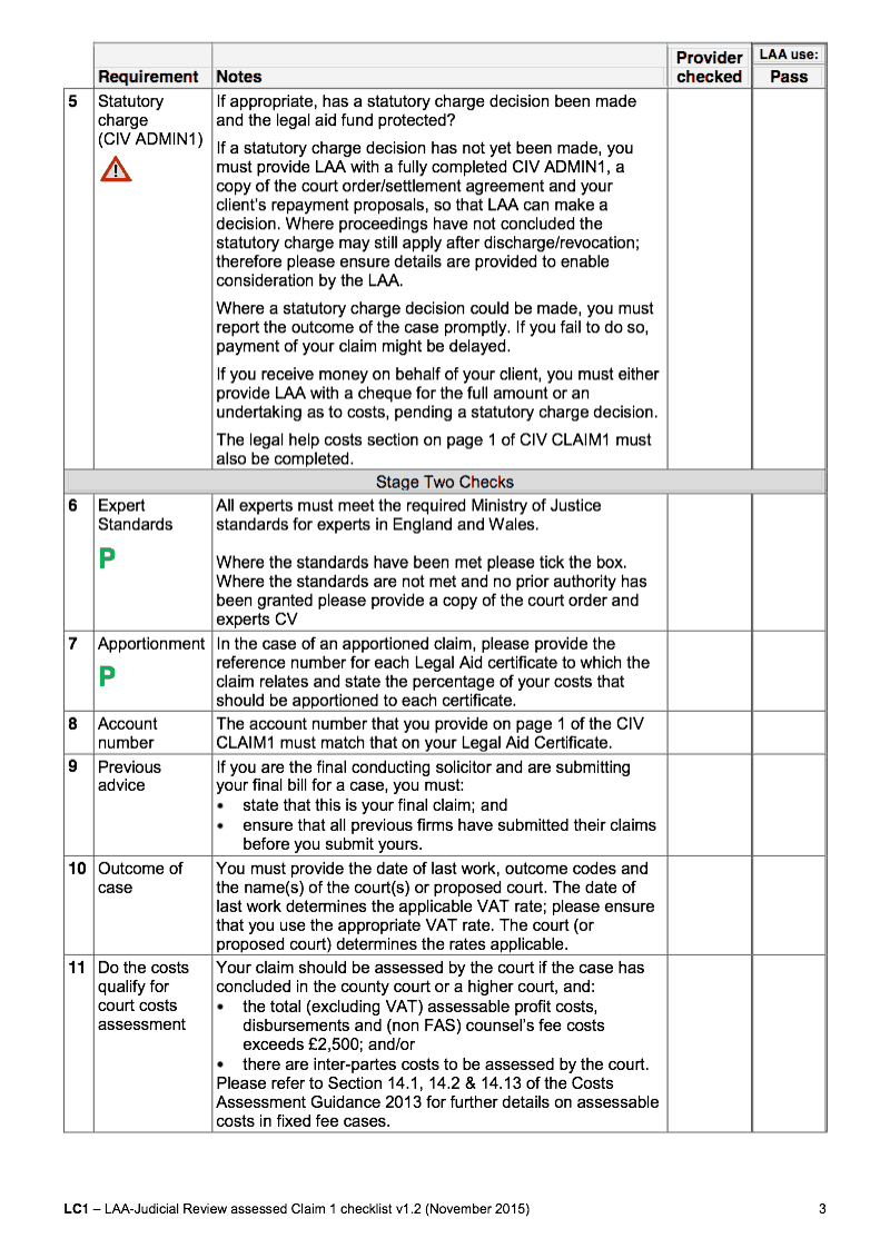 Preview thumbnail for CIV CLAIM1 LC1(JR) Checklist