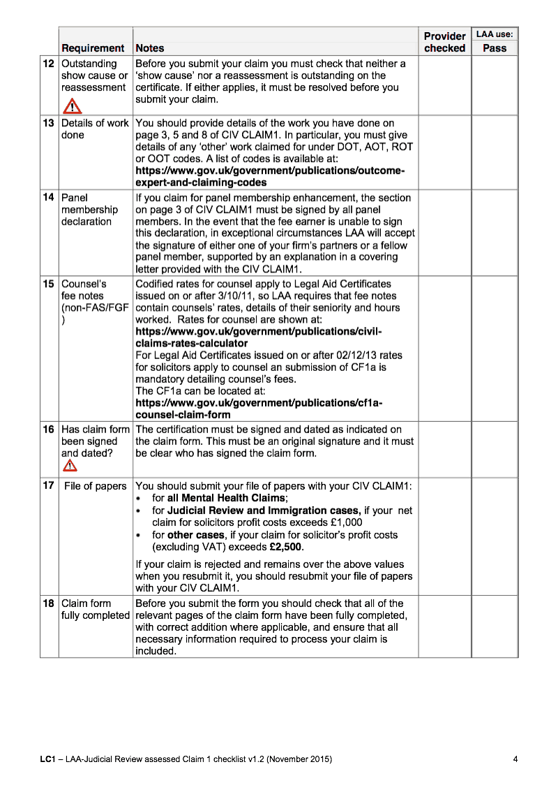 Preview thumbnail for CIV CLAIM1 LC1(JR) Checklist