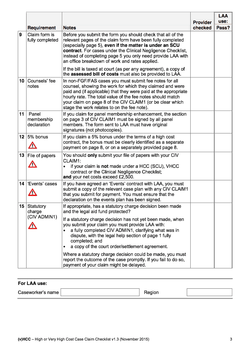 Preview thumbnail for CIV CLAIM1 (v)HCC Checklist