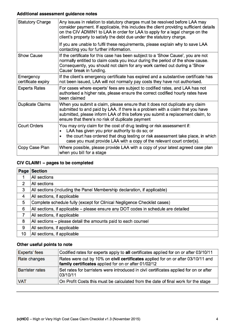 Preview thumbnail for CIV CLAIM1 (v)HCC Checklist