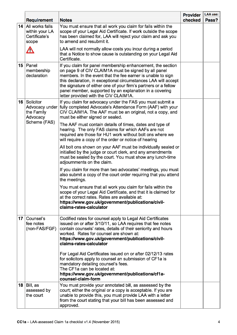 Preview thumbnail for CIV CLAIM1A CC1a Checklist