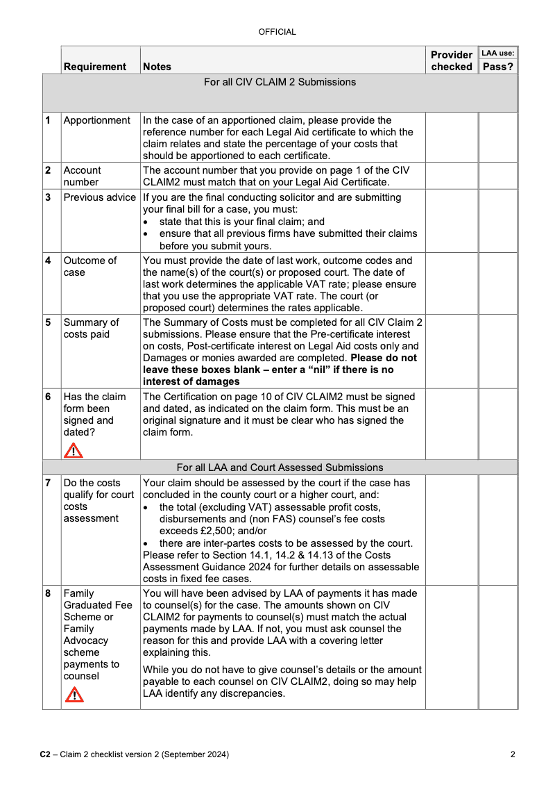 Preview thumbnail for CIV CLAIM2 Checklist