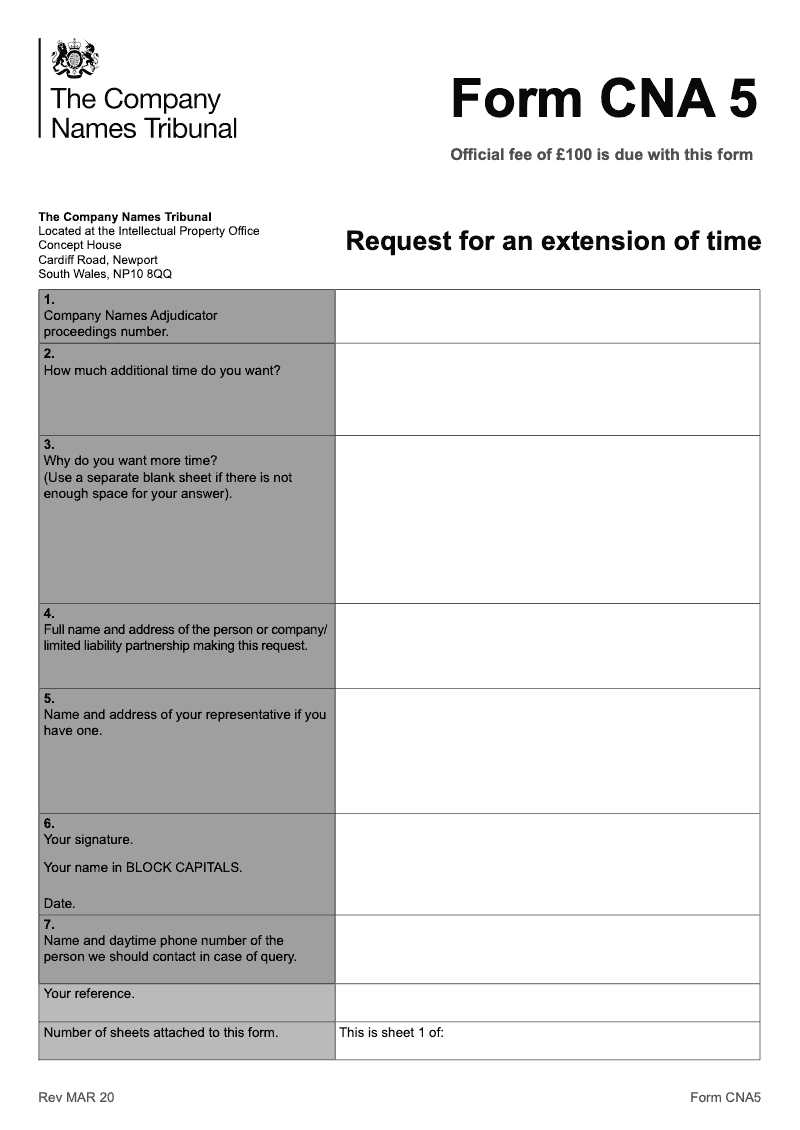 CNA5 Request for an extension of time preview