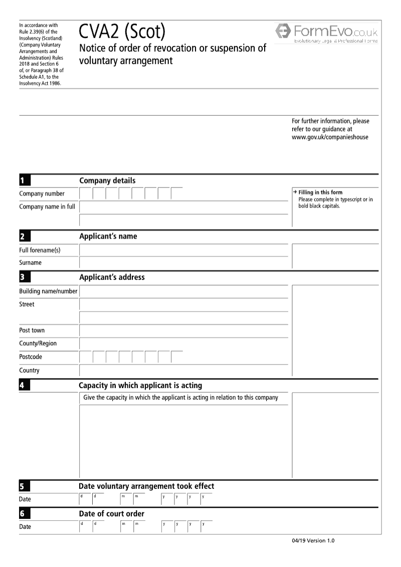 CVA2 Scot Notice of Order of Revocation or Suspension of Voluntary Arrangement preview