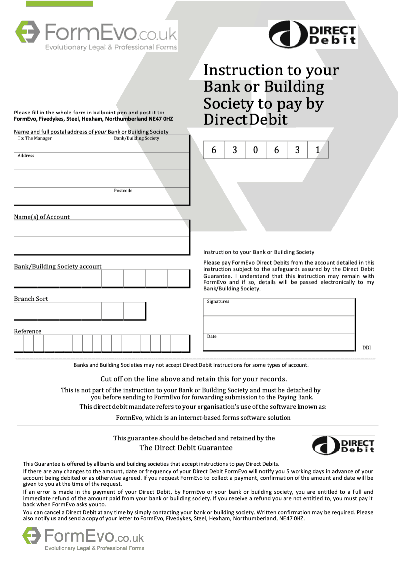 DDM Direct Debit Mandate Form preview