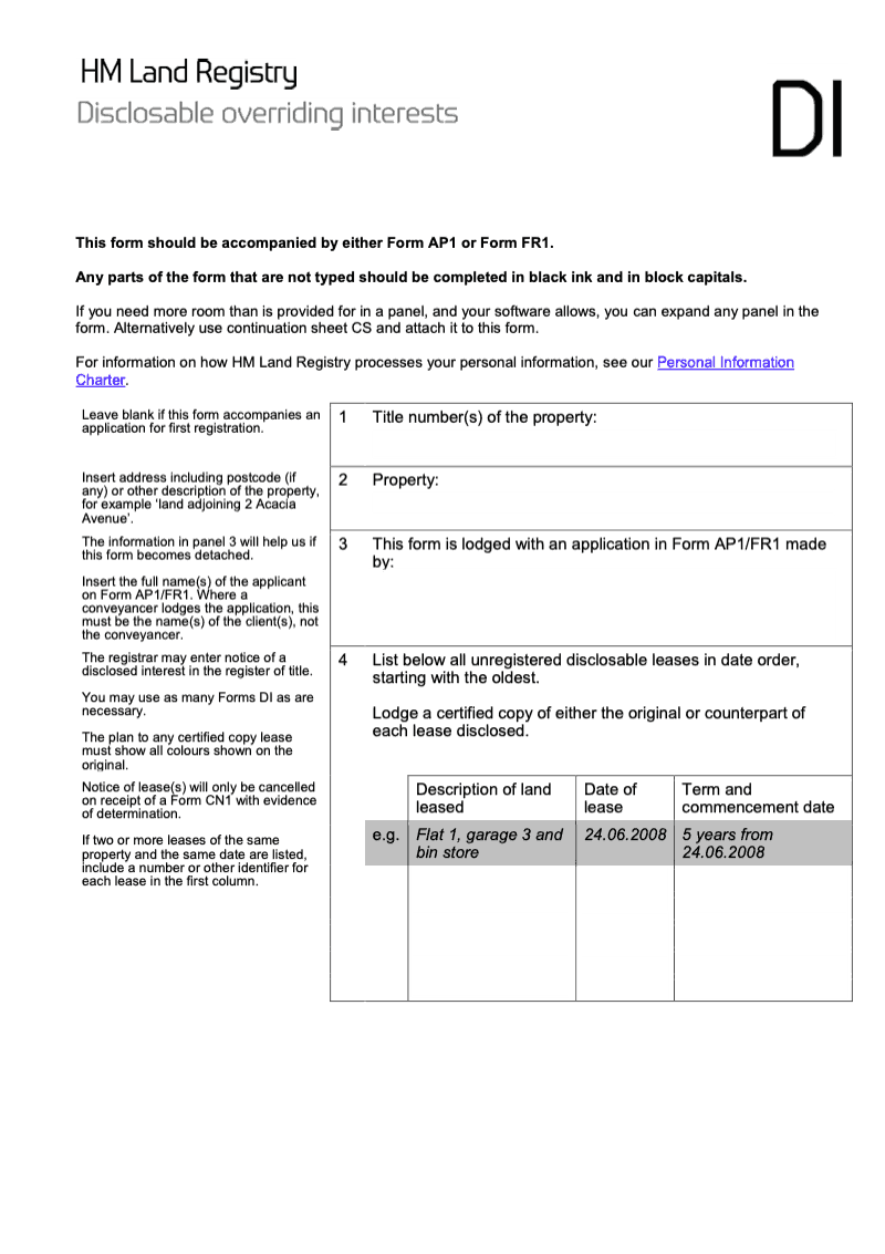 DI Disclosable overriding interests preview