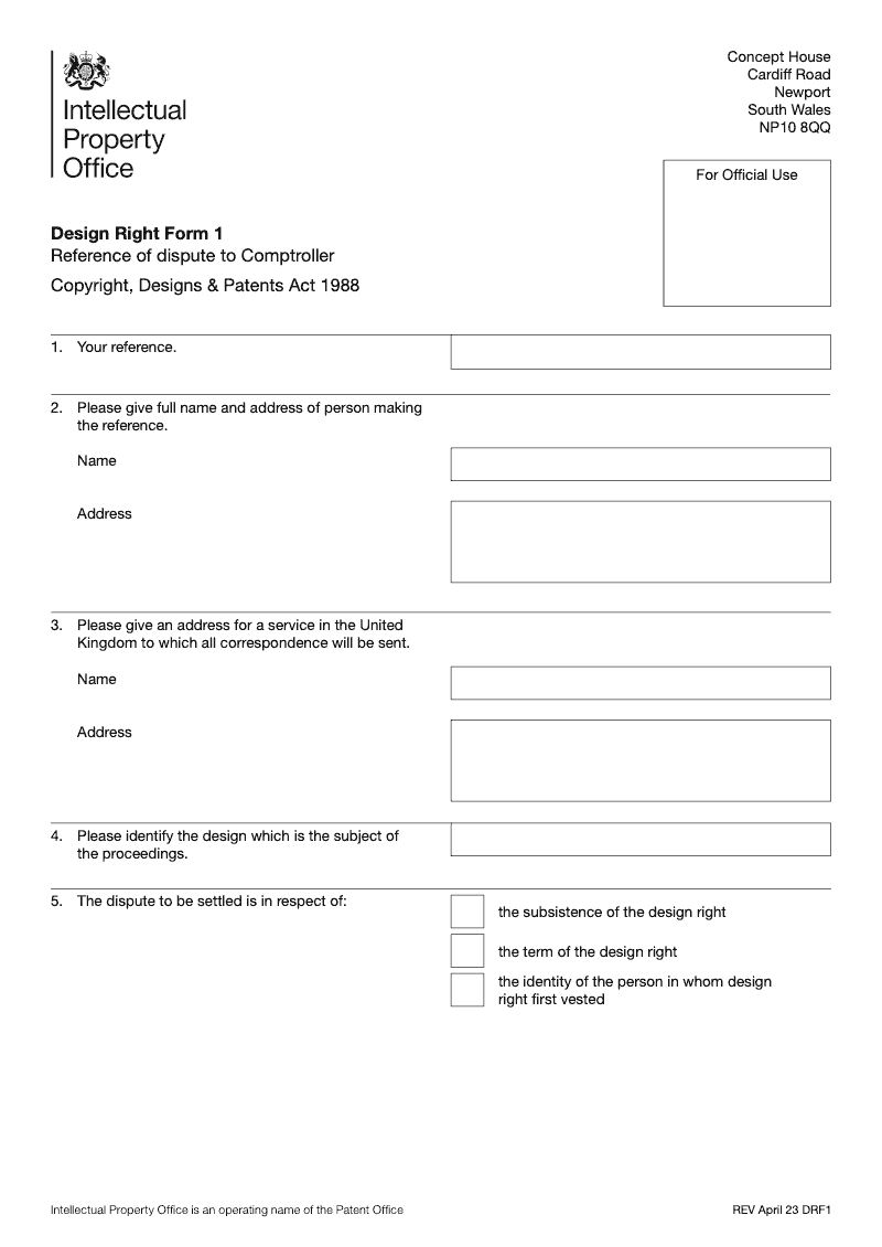 DRF1 Reference of dispute to Comptroller preview