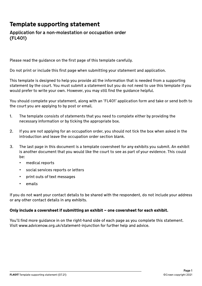 fl401t-application-for-a-non-molestation-or-occupation-order-template