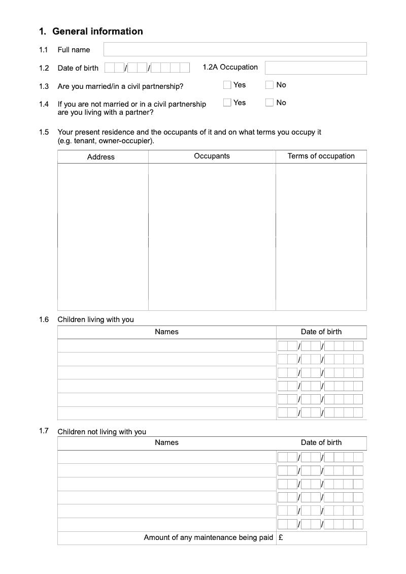 Preview thumbnail for Form E1 Long