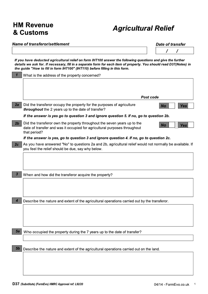 IHTD37 Agricultural Relief