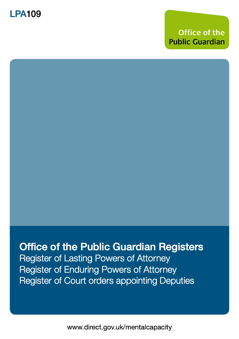 LPA109 Guidance Notes Office of the Public Guardian Registers preview