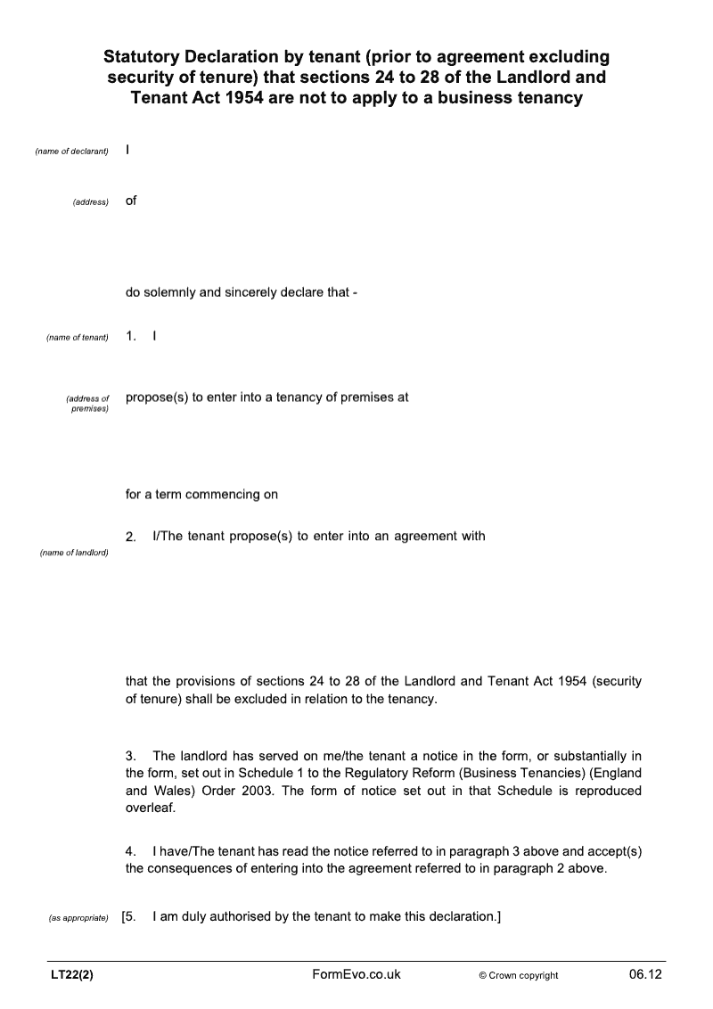 1954 act statutory declaration
