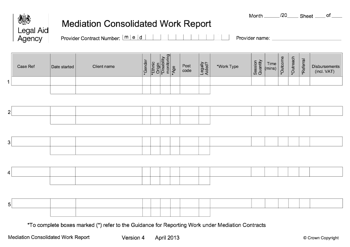 Mediation Consolidated Work Report Mediation Consolidated Work Report Legal Aid Agency preview