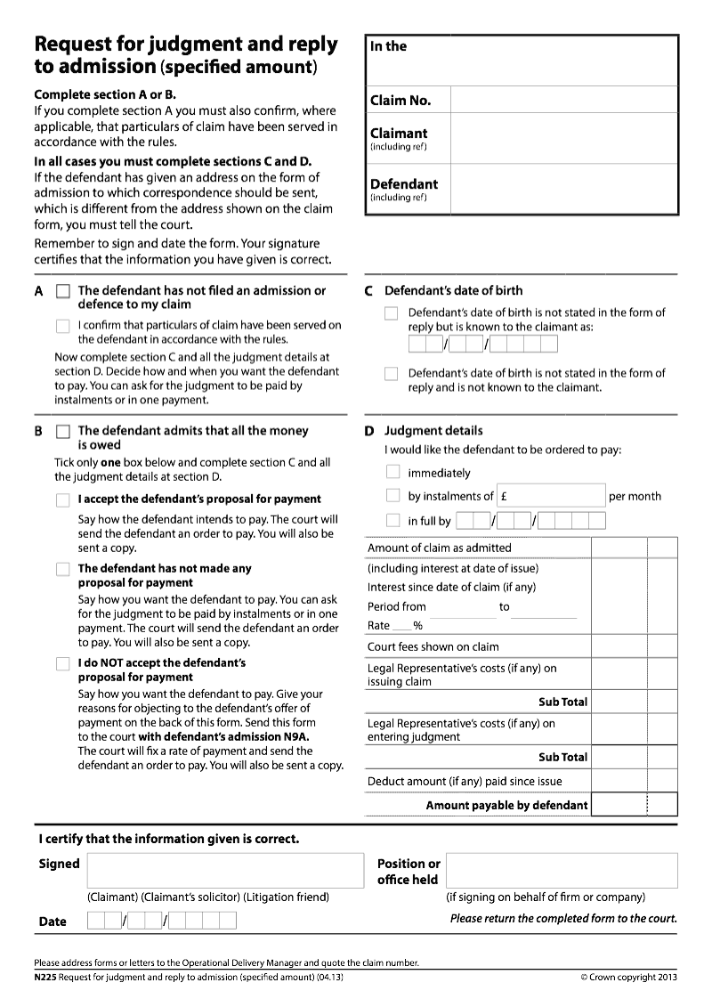 n225 court form