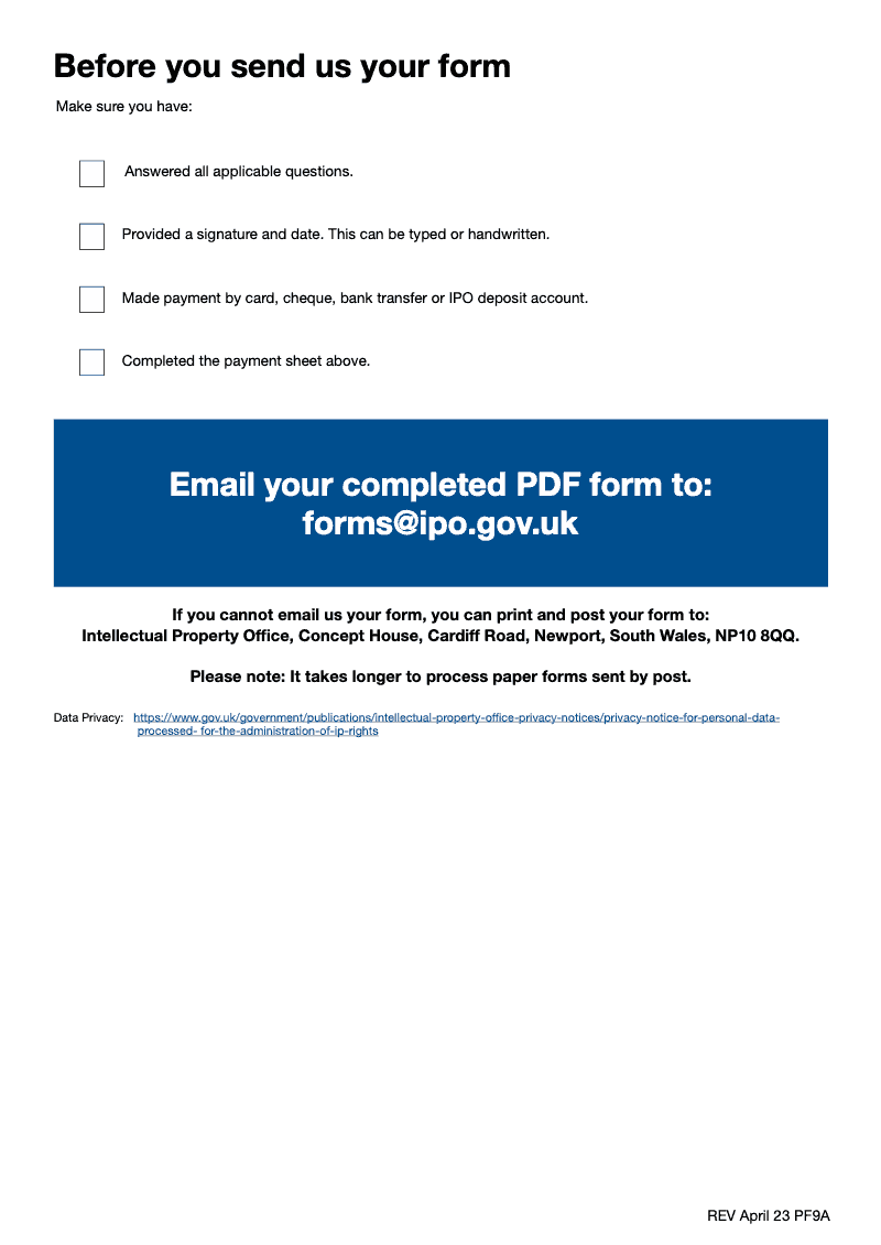 Preview thumbnail for Patents Form 9A