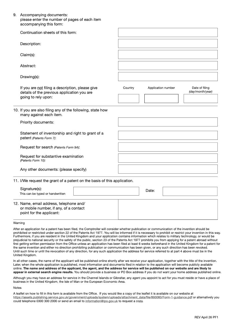 Preview thumbnail for Patents Form 1
