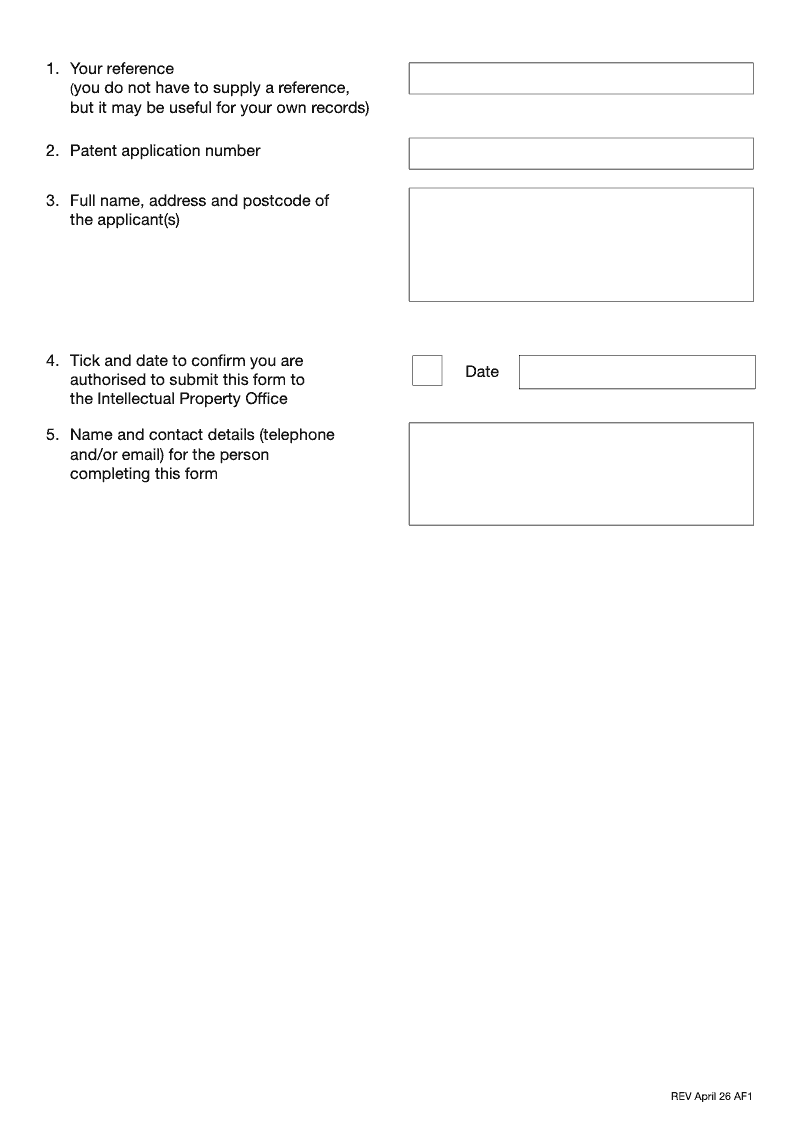 Preview thumbnail for Patents Form AF1