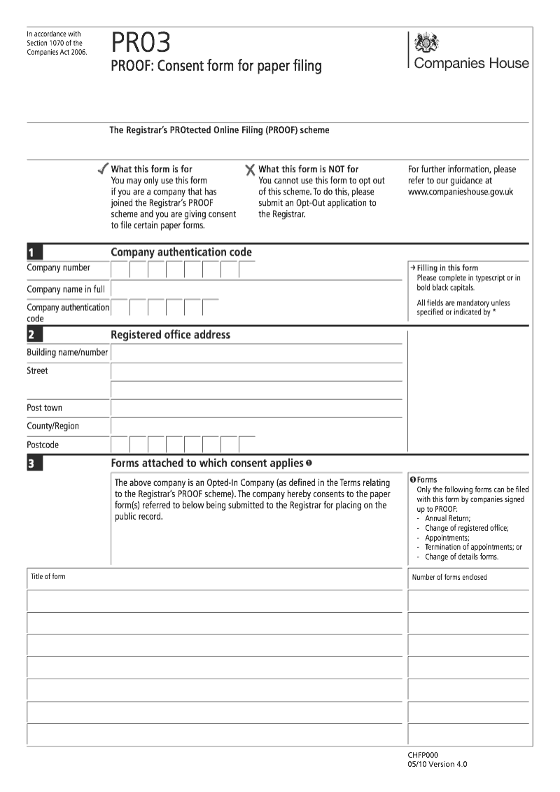 PR03 CH Consent form for paper filing Companies House PROOF scheme preview