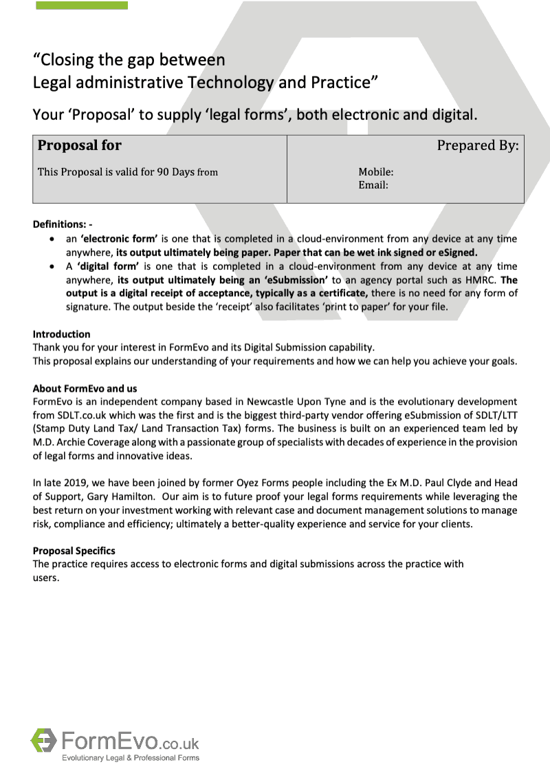 Proposal Form Formevo Proposal EULA Contract preview
