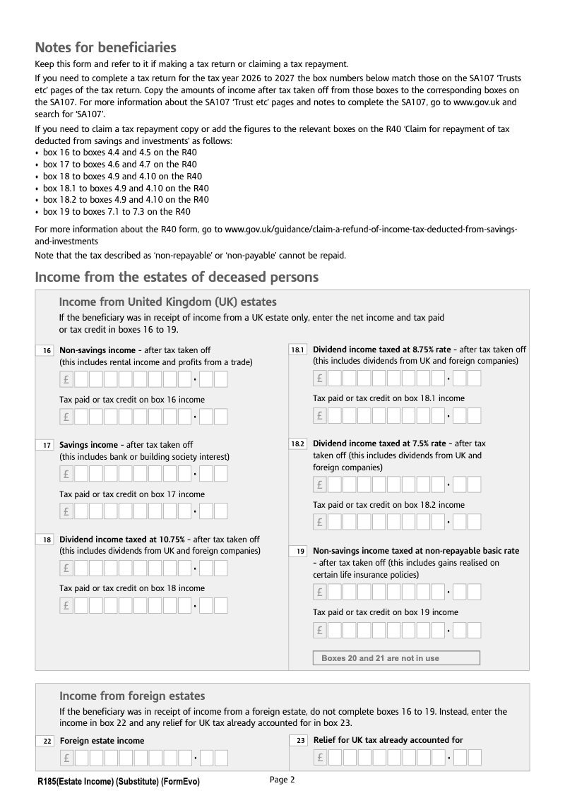 Preview thumbnail for R185 (Estate Income)