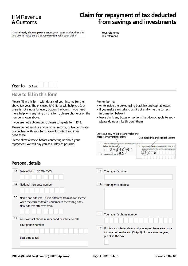r40-m-claim-for-repayment-of-tax-deducted-from-savings-and-investments