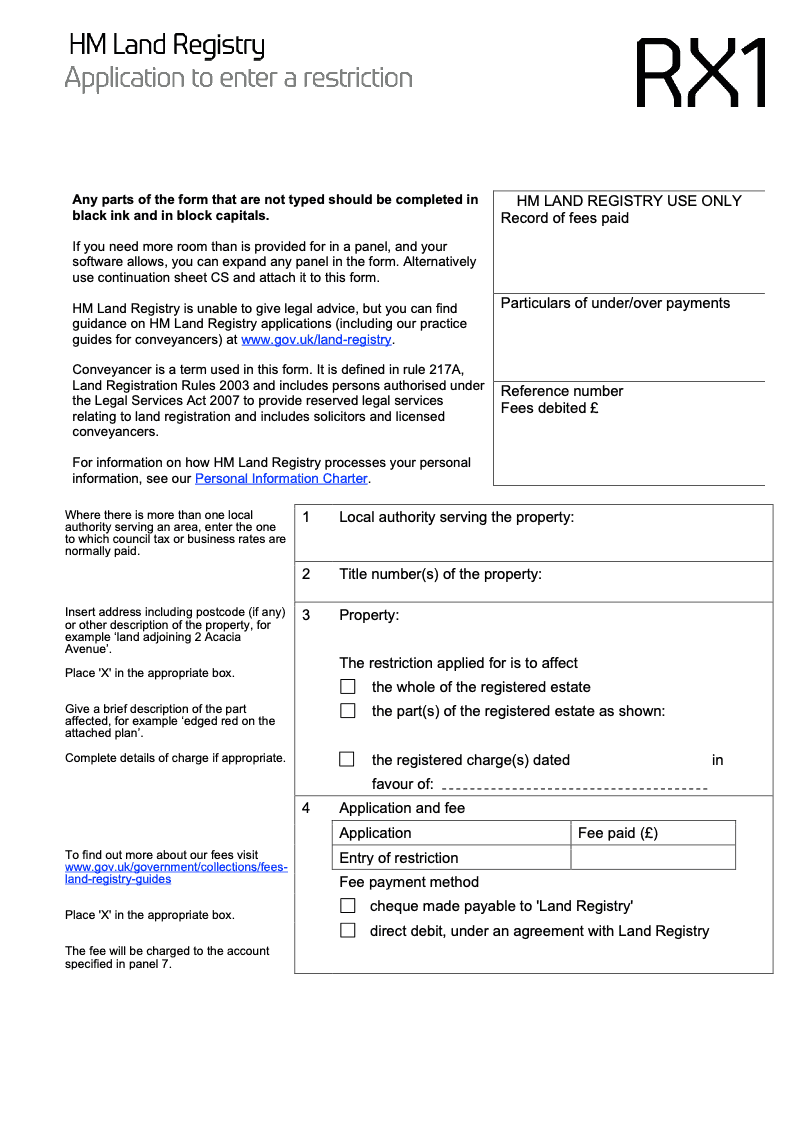 RX1X Application to enter a restriction Word Version preview