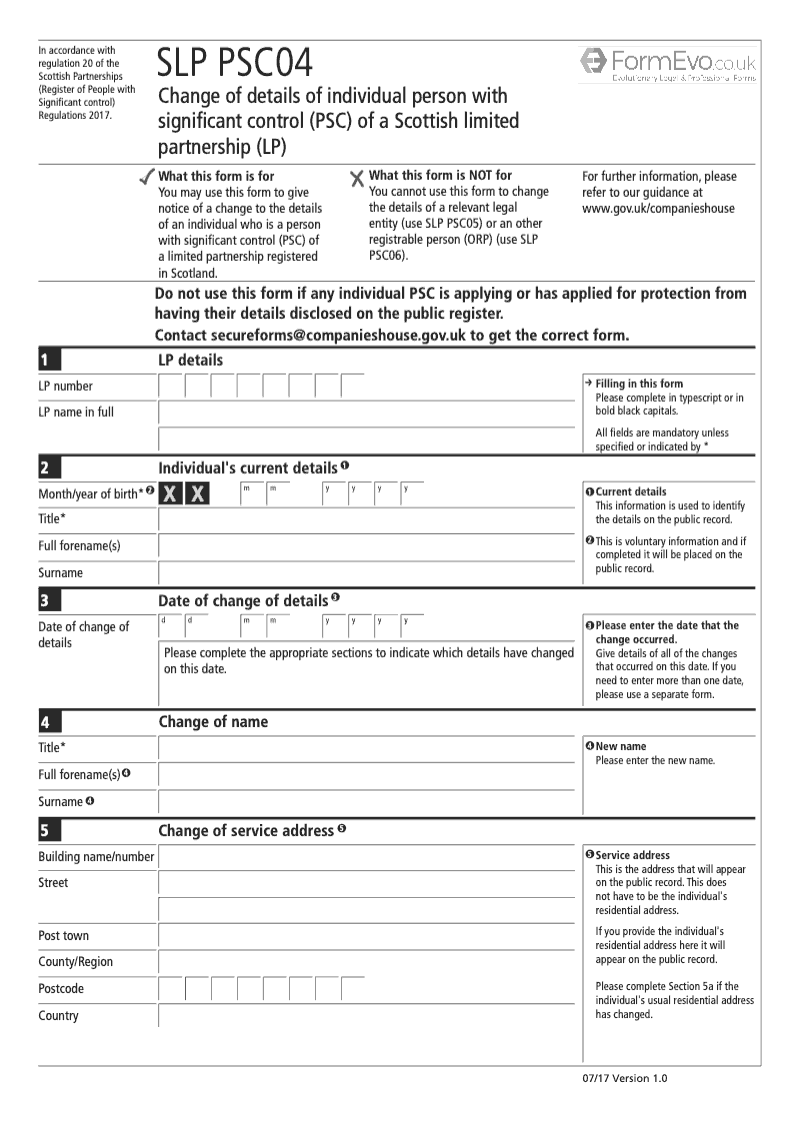 SLPPSC04 Change of Details of Individual Person with Significant Control PSC of a Scottish Limited Partnership LP preview