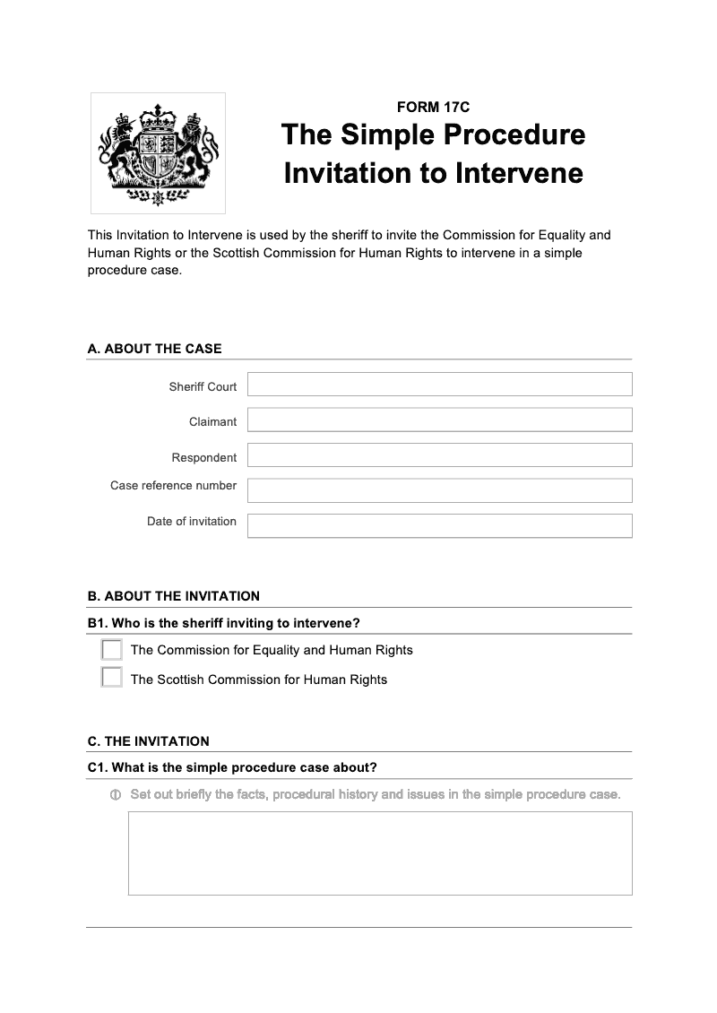 SP FORM17C Simple Procedure Invitation to Intervene preview