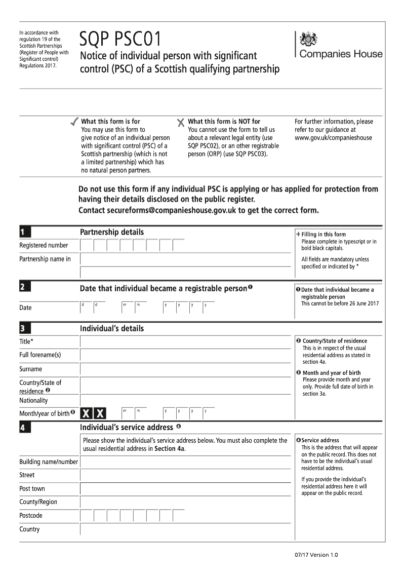 Sqp psc01 notice of individual person with significant control psc of