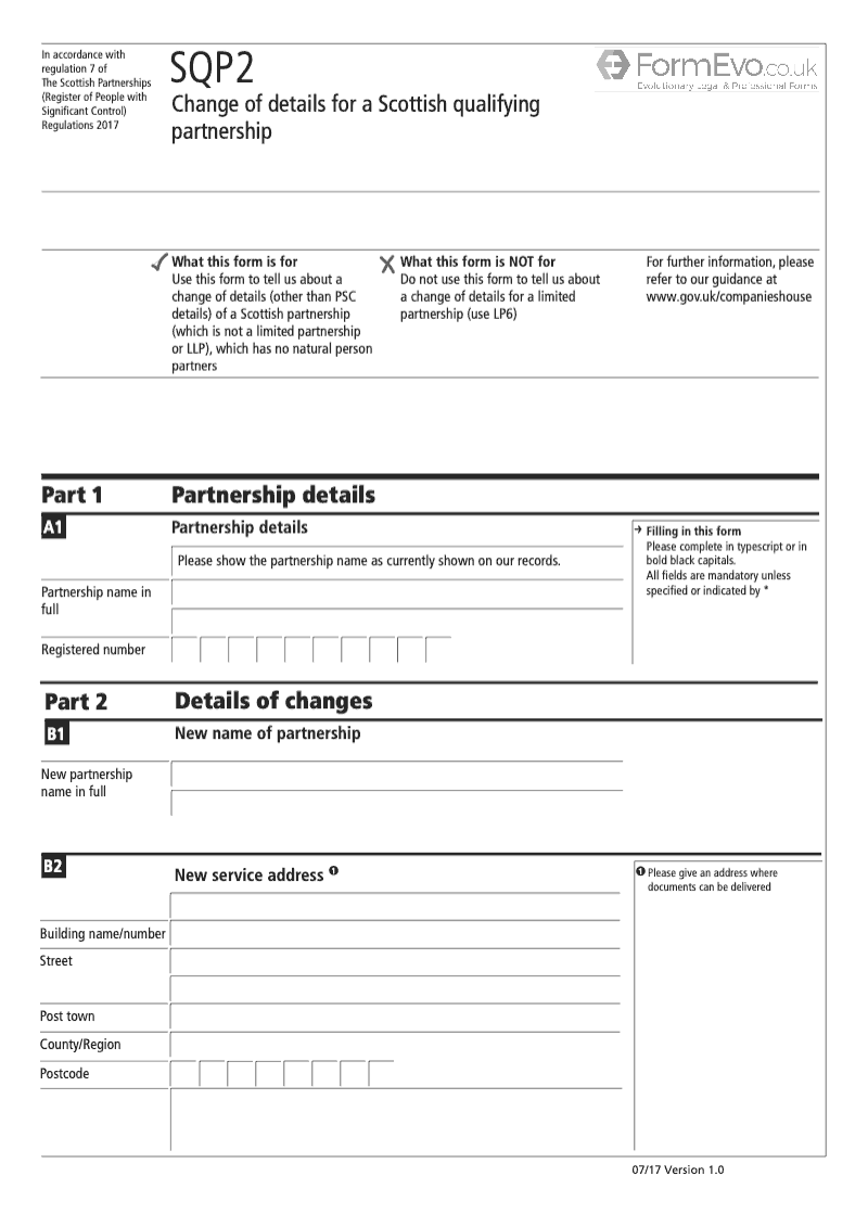 SQP2 Change of Details for a Scottish Qualifying Partnership preview