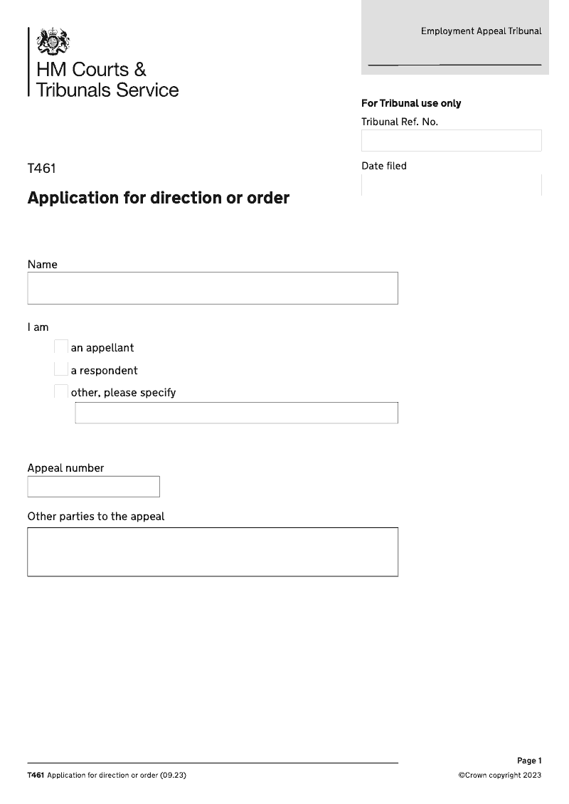 T461 Application for direction or order electronic signature available preview